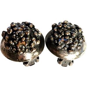 Vtg Zentall Signed Silver Modernist Brutalist Clip Earrings